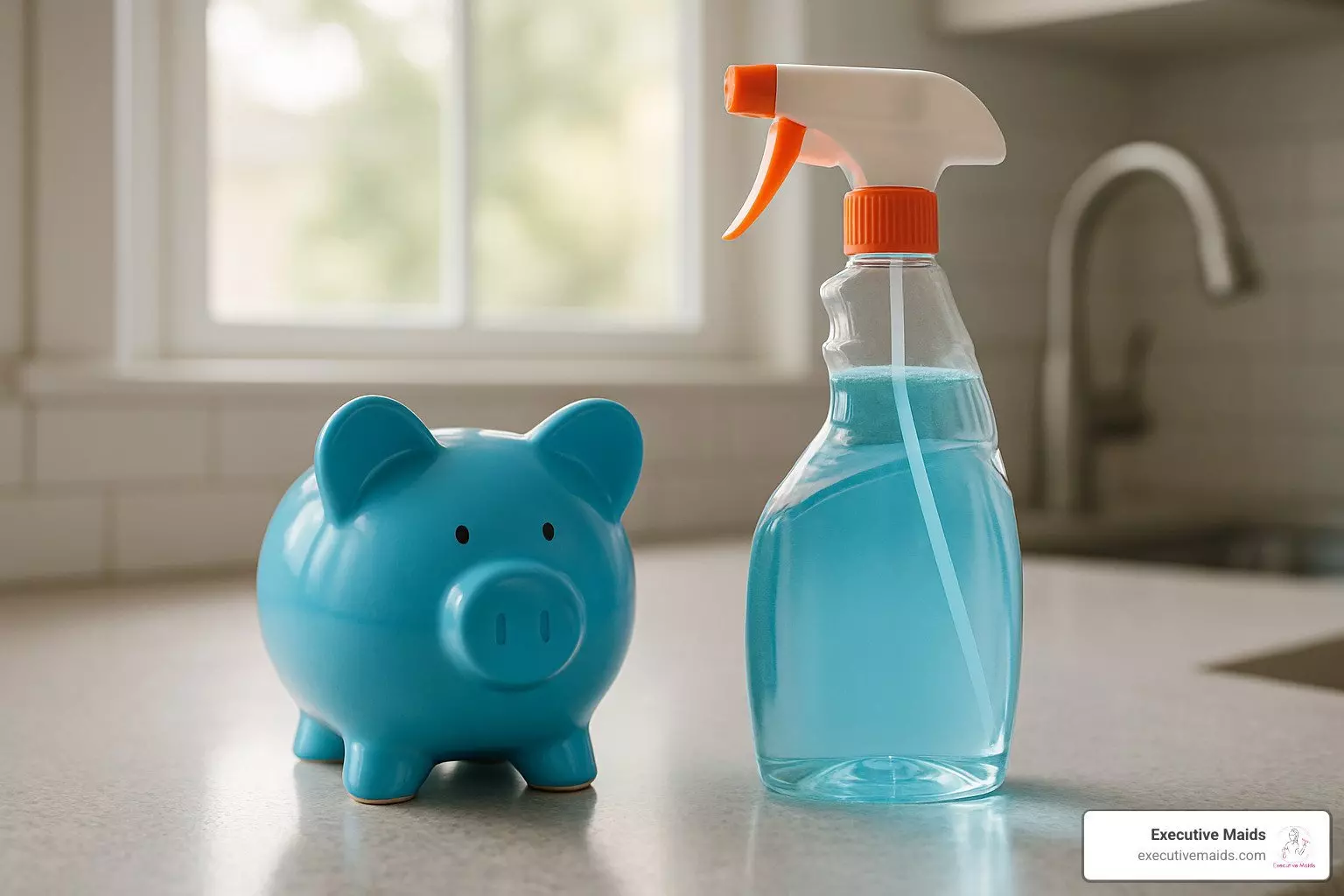 piggy bank and spray bottle - maid service philadelphia prices